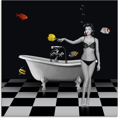 ARTLAND Ein Badezimmer für Fische 20x20 cm - Glasbild ARTLAND Ein Badezimmer für Fische 20x20 cm - Glasbild