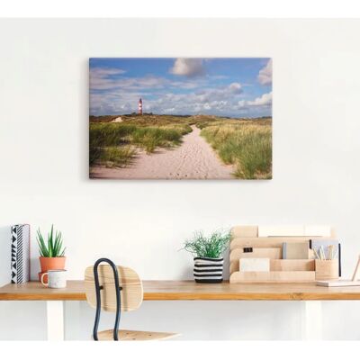 ARTLAND Strandweg zum Leuchtturm - Insel Amrum Leinwandbild - Outdoor Wanddekoration ARTLAND Strandweg zum Leuchtturm - Insel Amrum Leinwandbild - Outdoor Wanddekoration