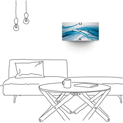 ARTLAND - Schöne Welle - Blau - 50x25x0,3 cm - Wall Clock ARTLAND - Schöne Welle - Blau - 50x25x0,3 cm - Wall Clock