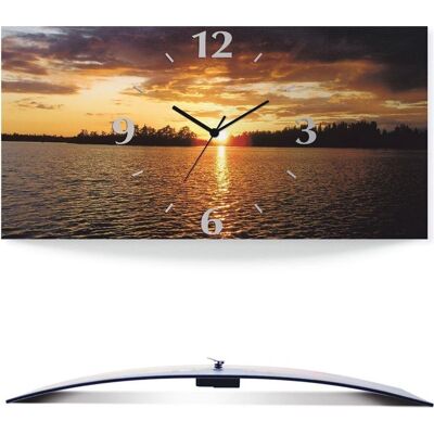 ARTLAND Sonnenuntergang am See Wanduhr - 50x25cm, orange, 3D ARTLAND Sonnenuntergang am See Wanduhr - 50x25cm, orange, 3D