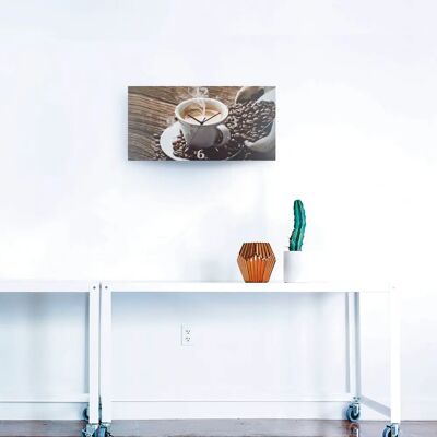 ARTLAND Heißer Kaffee - dampfender Kaffee - 60x30cm - Wanduhren - 3D Optik gebogen ARTLAND Heißer Kaffee - dampfender Kaffee - 60x30cm - Wanduhren - 3D Optik gebogen