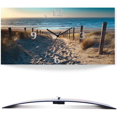 ARTLAND Beigefarbene 50cm x 25cm Wanduhr - Nordsee Sonnenuntergang ARTLAND Beigefarbene 50cm x 25cm Wanduhr - Nordsee Sonnenuntergang
