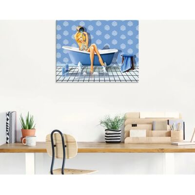 ARTLAND Blaues Badezimmer Glasbild - 60x45 cm ARTLAND Blaues Badezimmer Glasbild - 60x45 cm