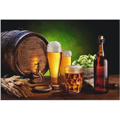 ARTLAND - Bier Stillleben - Braun - 60x40 cm - Wall art ARTLAND - Bier Stillleben - Braun - 60x40 cm - Wall art
