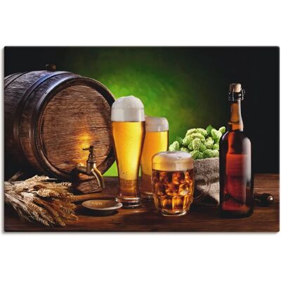 ARTLAND - Bier Stillleben - braun - 90x60 cm - Wandkunst ARTLAND - Bier Stillleben - braun - 90x60 cm - Wandkunst