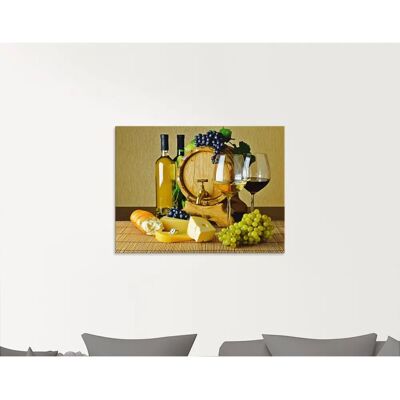 ARTLAND Käse, Wein und Trauben Glasbild - Lebensmittel Wandkunst ARTLAND Käse, Wein und Trauben Glasbild - Lebensmittel Wandkunst