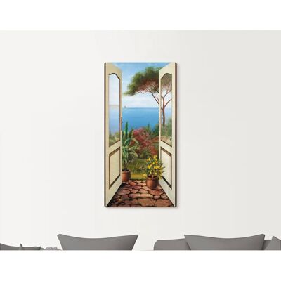 ARTLAND Veranda am Meer Wandbild - Landschaft, Grün, Leinwand, Metall ARTLAND Veranda am Meer Wandbild - Landschaft, Grün, Leinwand, Metall