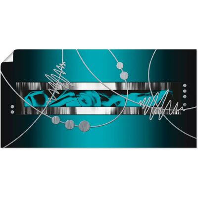 ARTLAND Silber abstrakt petrol Wandbild - 150x75cm ARTLAND Silber abstrakt petrol Wandbild - 150x75cm
