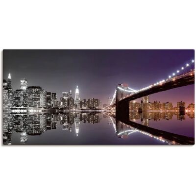 ARTLAND New York Skyline Nachtreflexion Wandbild - Schwarz ARTLAND New York Skyline Nachtreflexion Wandbild - Schwarz