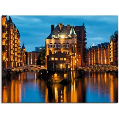 ARTLAND Alte Speicherstadt Hamburg Leinwand Blau - Wandbild ARTLAND Alte Speicherstadt Hamburg Leinwand Blau - Wandbild