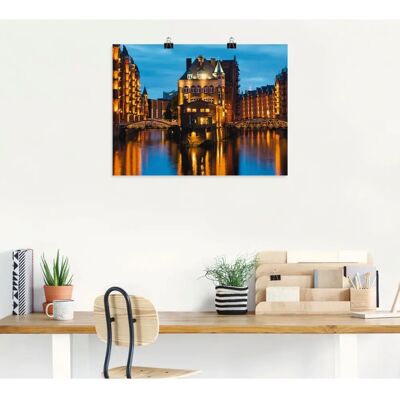 ARTLAND - Teil der alten Speicherstadt in Hamburg - 40 cm x 30 cm - blau - Wandbild ARTLAND - Teil der alten Speicherstadt in Hamburg - 40 cm x 30 cm - blau - Wandbild