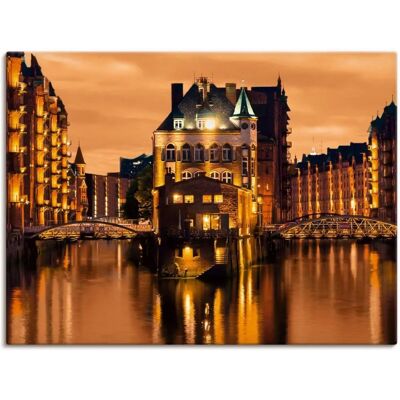 ARTLAND Speicherstadt Hamburg Wandbild - Orange - 120x90cm ARTLAND Speicherstadt Hamburg Wandbild - Orange - 120x90cm