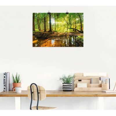 ARTLAND Wald mit Bach - 60x40 cm - Alu-Dibond - Wandbild ARTLAND Wald mit Bach - 60x40 cm - Alu-Dibond - Wandbild