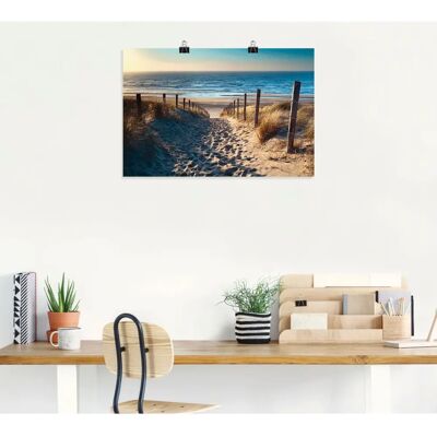 ARTLAND - Weg zum Nordseestrand Sonnenuntergang - 90x60 cm - Beige - Poster ARTLAND - Weg zum Nordseestrand Sonnenuntergang - 90x60 cm - Beige - Poster