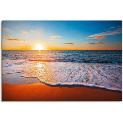 ARTLAND Sonnenuntergang und Meer Wandbild - Landschaft, Blau, 120x80cm ARTLAND Sonnenuntergang und Meer Wandbild - Landschaft, Blau, 120x80cm