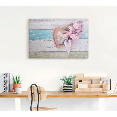 ARTLAND Stillleben mit Kirschblüten und Herzen - Leinwandbild ARTLAND Stillleben mit Kirschblüten und Herzen - Leinwandbild
