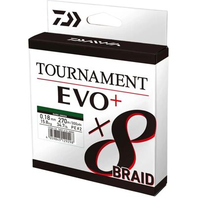 Daiwa Ligne Tressée Tournament EVO+ X8 - 0,12mm 135m Vert Foncé - Publicité Daiwa Ligne Tressée Tournament EVO+ X8 - 0,12mm 135m Vert Foncé - Publicité