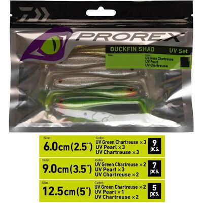 Lame souple Daiwa Duckfin Mix - 7 pcs, 9cm - UV & Multicolore - Publicité Lame souple Daiwa Duckfin Mix - 7 pcs, 9cm - UV & Multicolore - Publicité