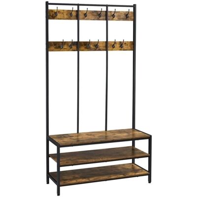 Perchero Industrial Rústico de Entrada de Yaheetech con Asiento y Almacenaje - 100x40x185cm Perchero Industrial Rústico de Entrada de Yaheetech con Asiento y Almacenaje - 100x40x185cm