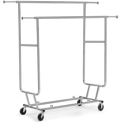 Perchero de Pie con Ruedas Cromado - Soporte para Ropa Perchero de Pie con Ruedas Cromado - Soporte para Ropa