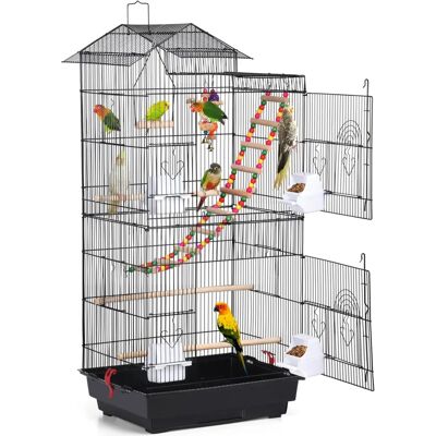 Jaula de Pájaros - Pájaro Loro, Canarios, Pinzón - Metal y Madera Jaula de Pájaros - Pájaro Loro, Canarios, Pinzón - Metal y Madera