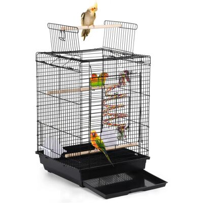 YAHEETECH Vogelkäfig mit offenem Dach - 40x40x58cm, Schwarz YAHEETECH Vogelkäfig mit offenem Dach - 40x40x58cm, Schwarz