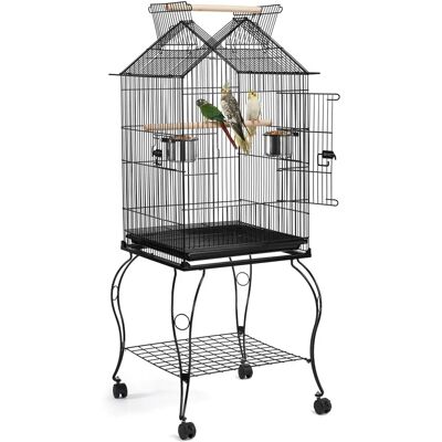 Yaheetech Vogelkäfig aus Metall und Holz - Robustes offenes Dach - 59x59x145cm Yaheetech Vogelkäfig aus Metall und Holz - Robustes offenes Dach - 59x59x145cm