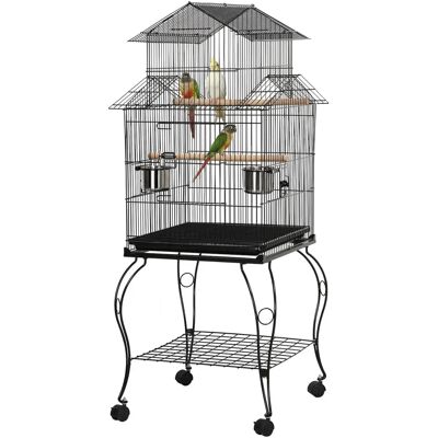 Jaula para Pájaros Yaheetech con Soporte - 59x59x139.5cm - Robusta, Plegable, Negra Jaula para Pájaros Yaheetech con Soporte - 59x59x139.5cm - Robusta, Plegable, Negra