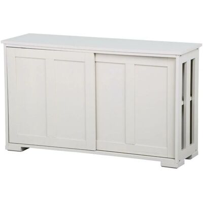 Credenza ivoire YAHEETECH avec 2 Portes Coulissantes - Meuble de Rangement - Publicité Credenza ivoire YAHEETECH avec 2 Portes Coulissantes - Meuble de Rangement - Publicité