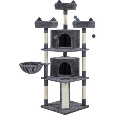 Yaheetech - Albero per Gatti di 174cm con 3 Piattaforme & Posti per Graffiare in Sisal - Grigio Scuro Yaheetech - Albero per Gatti di 174cm con 3 Piattaforme & Posti per Graffiare in Sisal - Grigio Scuro