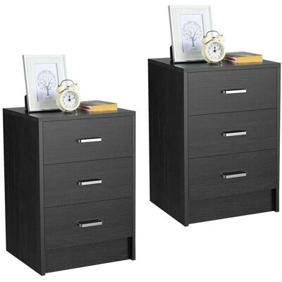 YAHEETECH - Set 2 Comodini - Nero - Comodino YAHEETECH - Set 2 Comodini - Nero - Comodino