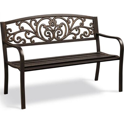 Panca da Giardino Yaheetech 2-3 Posti Metallo Vintage Esterno 127x63x86.5cm Panca da Giardino Yaheetech 2-3 Posti Metallo Vintage Esterno 127x63x86.5cm