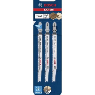 Bosch Expert Wood 2-seitig sauber T308 B - Stichsägenblatt - für Sperrholz, weiches Holz, Möbelplatten - 3 Stück Bosch Expert Wood 2-seitig sauber T308 B - Stichsägenblatt - für Sperrholz, weiches Holz, Möbelplatten - 3 Stück