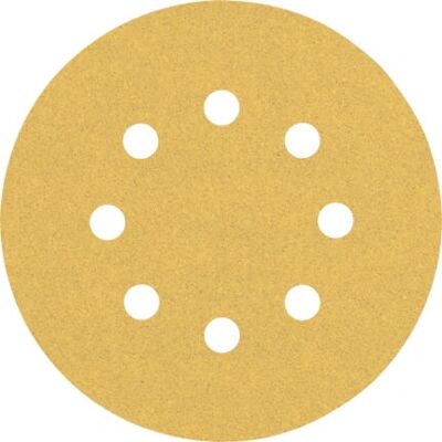 Bosch Gult slibepapir - 125mm, Korn 100, 8 huller, pakke med 5 - til træ og maling Bosch Gult slibepapir - 125mm, Korn 100, 8 huller, pakke med 5 - til træ og maling
