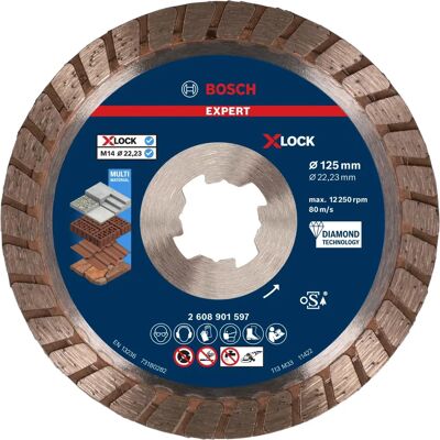 Bosch - Zubehör 1x Diamant MultiMaterial X-Lock Turbo - Diamant Trennscheibe für Beton, Ziegel, Stein Bosch - Zubehör 1x Diamant MultiMaterial X-Lock Turbo - Diamant Trennscheibe für Beton, Ziegel, Stein