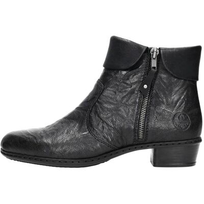 Rieker Zwarte Leren Enkellaarsjes - Boots Rieker Zwarte Leren Enkellaarsjes - Boots