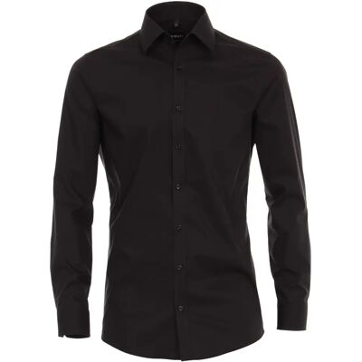 Venti Slim Fit Schwarzes Baumwoll Businesshemd - Businesshemd Venti Slim Fit Schwarzes Baumwoll Businesshemd - Businesshemd