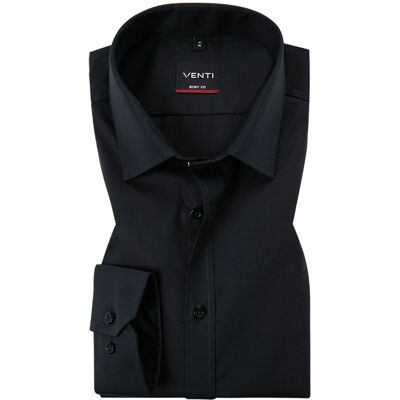 Venti Body Fit Schwarzes Businesshemd - Business Shirt Venti Body Fit Schwarzes Businesshemd - Business Shirt