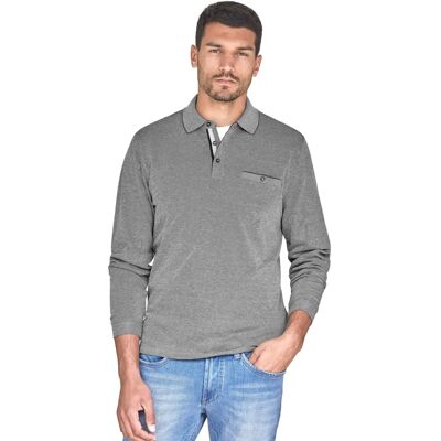 Casa Moda 5XL Grey Long Sleeve Polo Shirt - Polo-Shirt Casa Moda 5XL Grey Long Sleeve Polo Shirt - Polo-Shirt