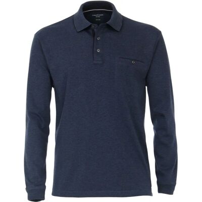 Casa Moda Dark Blue Long Sleeve Polo Shirt - Poloshirt Casa Moda Dark Blue Long Sleeve Polo Shirt - Poloshirt