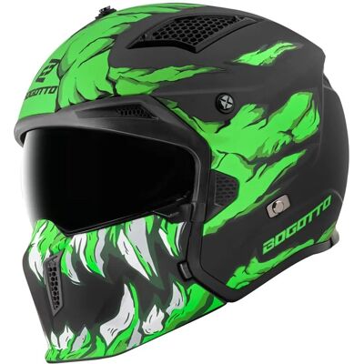 Casque Bogotto Radic Skulash - Noir Vert - M - Unisexe - Publicité Casque Bogotto Radic Skulash - Noir Vert - M - Unisexe - Publicité