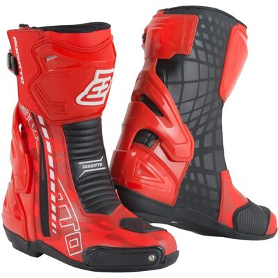 Bottes de moto Bogotto Donington Camo - Unisexe Noir Rouge - Publicité Bottes de moto Bogotto Donington Camo - Unisexe Noir Rouge - Publicité