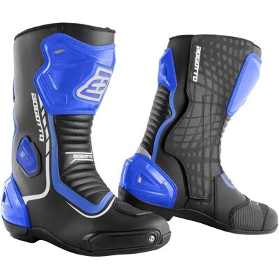 Bottes de moto Bogotto Race-X - Noir, Blanc, Bleu - Unisexe - Publicité Bottes de moto Bogotto Race-X - Noir, Blanc, Bleu - Unisexe - Publicité