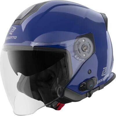 Casque jet Bluetooth solide Bogotto H586 BT - Bleu - L - Publicité Casque jet Bluetooth solide Bogotto H586 BT - Bleu - L - Publicité