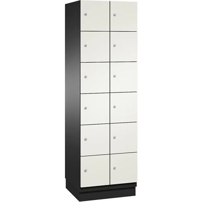 C+P Schrank - 12 Fächer, Mit Zylinderschloss, Stahl, Weiß/Grau C+P Schrank - 12 Fächer, Mit Zylinderschloss, Stahl, Weiß/Grau