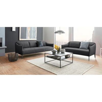 W.SCHILLIG Sally Ledersofa - 174cm, Grau, Metallfüße - Sofa W.SCHILLIG Sally Ledersofa - 174cm, Grau, Metallfüße - Sofa