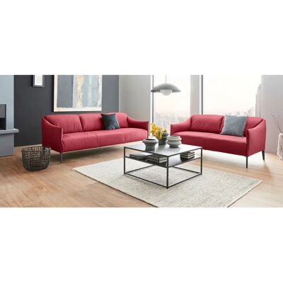 W.SCHILLIG Sally Ledersofa - 2,5-Sitzer, Rubinrot, Schwarze Füße W.SCHILLIG Sally Ledersofa - 2,5-Sitzer, Rubinrot, Schwarze Füße