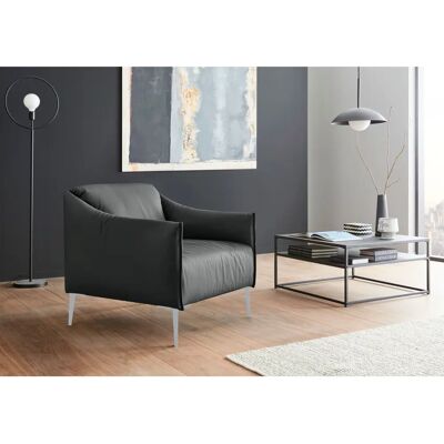 W.SCHILLIG Sally Sessel - Leder, Grau - Elegantes Lounge-Möbel W.SCHILLIG Sally Sessel - Leder, Grau - Elegantes Lounge-Möbel