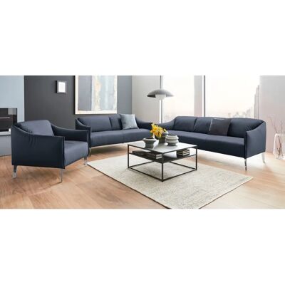 W.SCHILLIG Sally Ledersofa - 2,5-Sitzer, Blau, Chromfüße - Sofa W.SCHILLIG Sally Ledersofa - 2,5-Sitzer, Blau, Chromfüße - Sofa