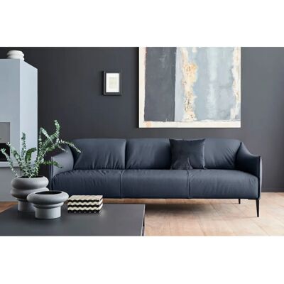 W.SCHILLIG Sally Ledersofa - 3-Sitzer, Blau, Metallfüße W.SCHILLIG Sally Ledersofa - 3-Sitzer, Blau, Metallfüße